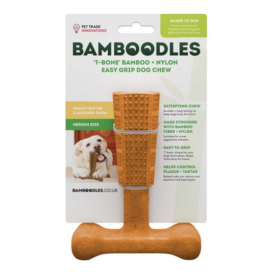 Bamboodles T Bone Chew Toy Peanut Butter