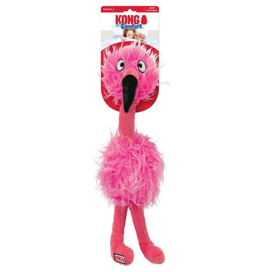 An extra large pink bird dog toy with two squeakers.